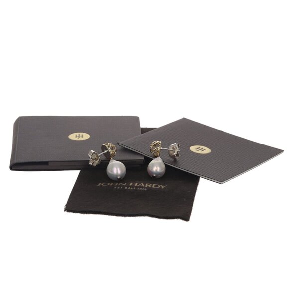 John Hardy Naga Baroque Pearl Dangle Earrings - Sterling 925 Gold 18k Pierced - Picture 7 of 7